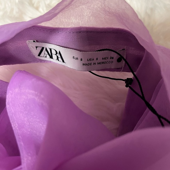 COPY - Zara Sheer Purple Blouse with Bow - Picture 3 of 3
